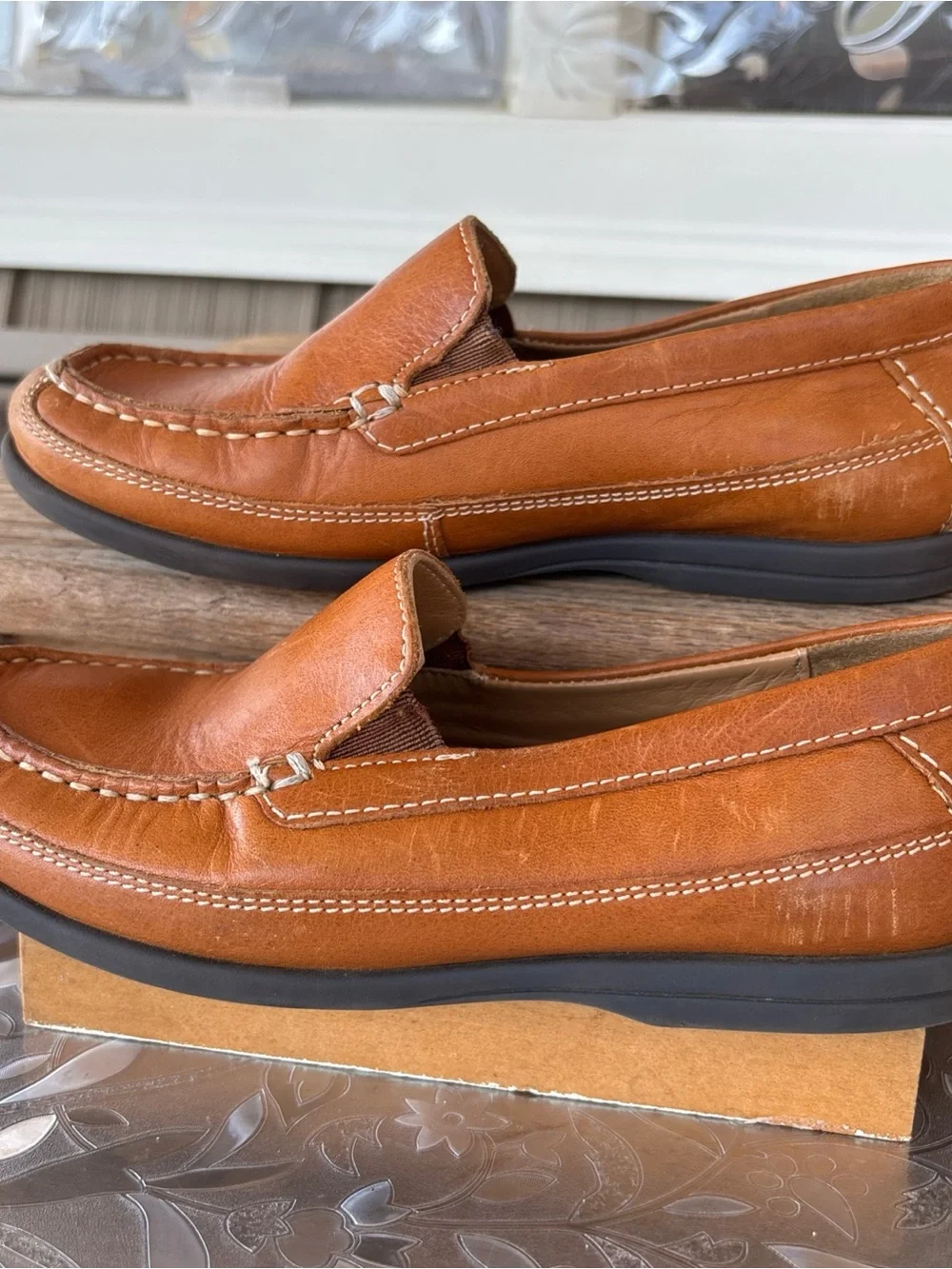 Johnston & Murphy Tan Leather Slip-On Loafers for Kids 2